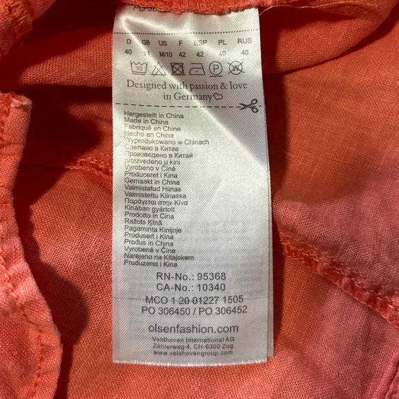 Olsen Europe Linen Short Sleeve Button Up Shirt with Front Pockets Sz 10/Medium - Picture 4 of 6